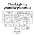 Thanksgiving Printable Placemat Activities